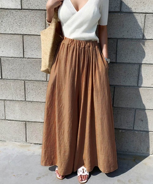 WYTHE（ワイス）の「フレアスカートパンツ  ボリュームロング丈（スカート・レディース・ブラック/ベージュ/ブラウン/グレー/カーキ/グリーン/アクア/ブルー・FREE）」の4枚目の写真