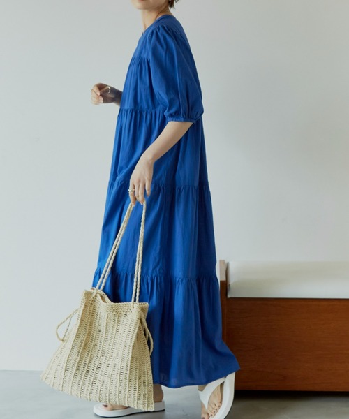 Auntie Rosa Holiday(アンティローザホリデー)の「ティアードボリュームワンピース(ワンピース・レディース・ホワイト/ブラック/ブルー/グリーン・FREE)」の6枚目の写真