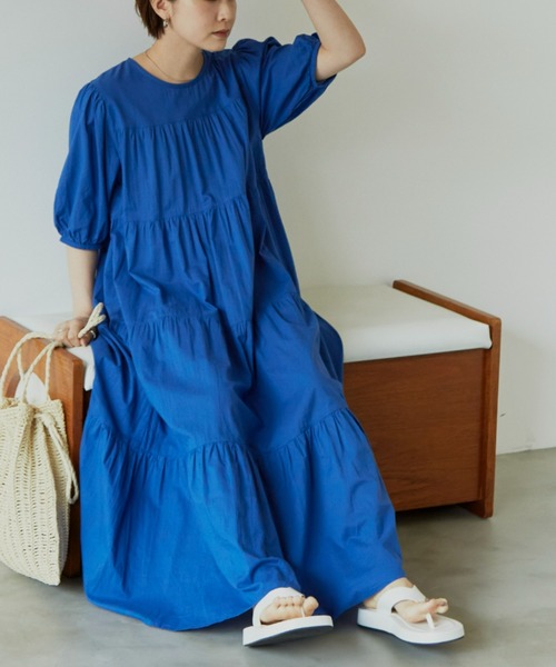 Auntie Rosa Holiday(アンティローザホリデー)の「ティアードボリュームワンピース(ワンピース・レディース・ホワイト/ブラック/ブルー/グリーン・FREE)」の12枚目の写真