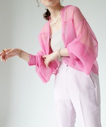 DISCOAT | ショート丈シアーバンドカラーシャツ(シャツ/ブラウス)