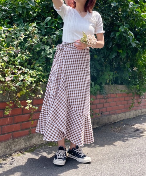 at12:03（アットイチニーゼロサン）の「ギンガムチェックラップスカート（スカート・レディース・ブラック/ブラウン/ブルー・FREE）」の22枚目の写真