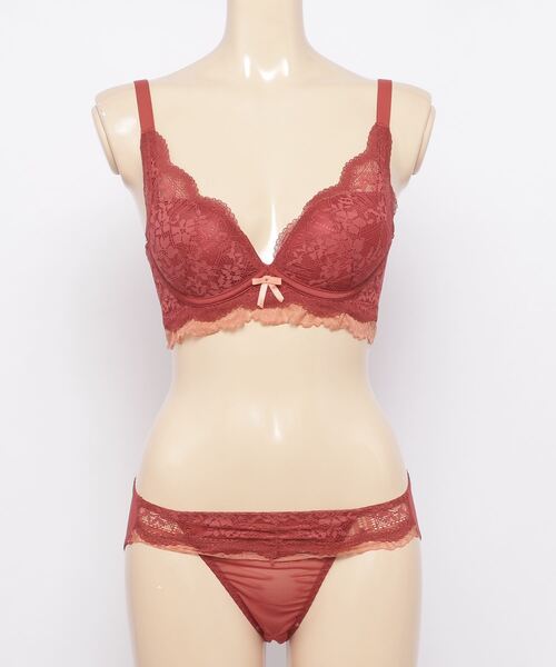 SFW（エスエフダブリュー）の「ノンワイヤー ブラ＆ショーツセット（ブラ&ショーツ・レディース・ブラック/パープル/ダークカーキ/レッド系・LL/S/M/L）」の7枚目の写真