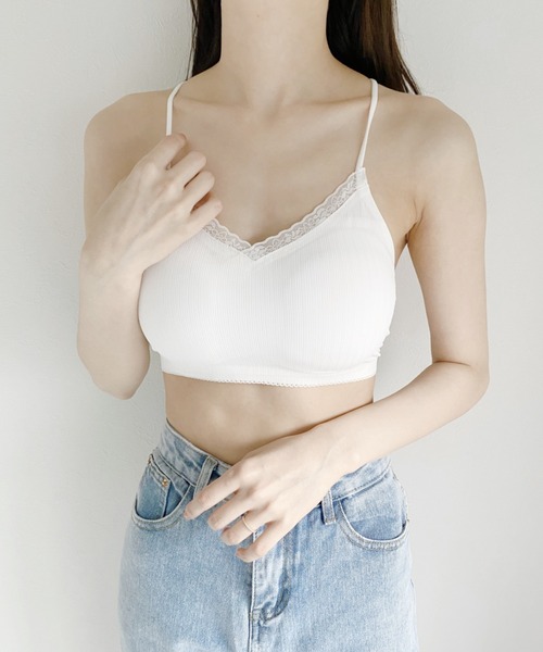CLEA(クレア)の「カップ付シアーレースキャミソール(キャミソール・レディース・ホワイト/ブラック/ベージュ/ピンク・FREE)」の7枚目の写真