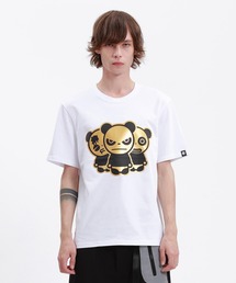 HIPANDA（ハイパンダ）の「HIPANDA ハイパンダ メンズ 3匹モチーフ ゴールドプリント 半袖Tシャツ（Tシャツ/カットソー）」