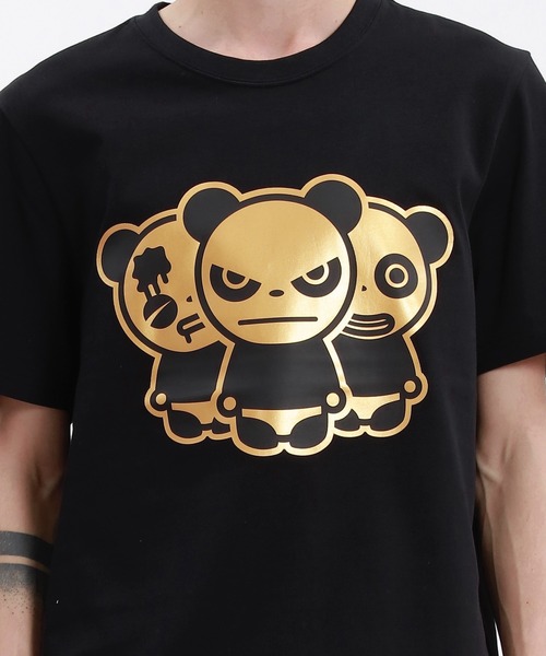 HIPANDA(ハイパンダ)の「HIPANDA ハイパンダ メンズ 3匹モチーフ ゴールドプリント 半袖Tシャツ(Tシャツ/カットソー・メンズ・ホワイト/ブラック・SMALL/XX-LARGE/LARGE/X-LARGE/MEDIUM)」の8枚目の写真