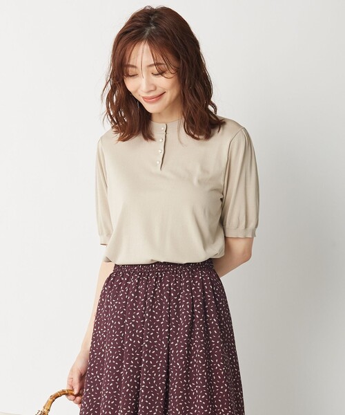 J.PRESS Ladies(J.プレス レディス)の「【洗える】レーヨンストレッチ ニットブラウス(ニット/セーター・レディース・スモーキーグリーン系/ネイビー系/ピンク系/ベージュ系・SMALL)」の1枚目の写真