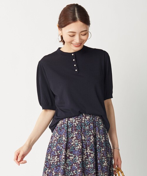 J.PRESS Ladies(J.プレス レディス)の「【洗える】レーヨンストレッチ ニットブラウス(ニット/セーター・レディース・スモーキーグリーン系/ネイビー系/ピンク系/ベージュ系・SMALL)」の3枚目の写真
