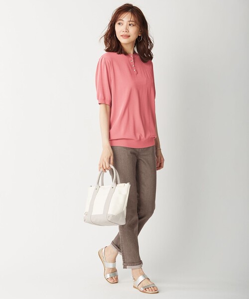 J.PRESS Ladies(J.プレス レディス)の「【洗える】レーヨンストレッチ ニットブラウス(ニット/セーター・レディース・スモーキーグリーン系/ネイビー系/ピンク系/ベージュ系・SMALL)」の5枚目の写真