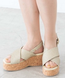 WEGO/厚底クロスデザインサンダル