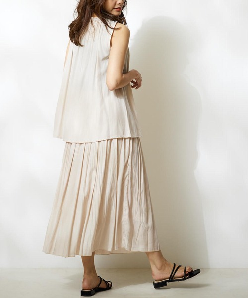 FLEUR DE KALINA(フレールドゥカリーナ)の「【FLEUR DE KALINA/フレール ドゥ カリーナ】ランダムプリーツフレアスカート(スカート・レディース・ライトベージュ/アイボリー/サックスブルー/カーキ・FREE)」の20枚目の写真