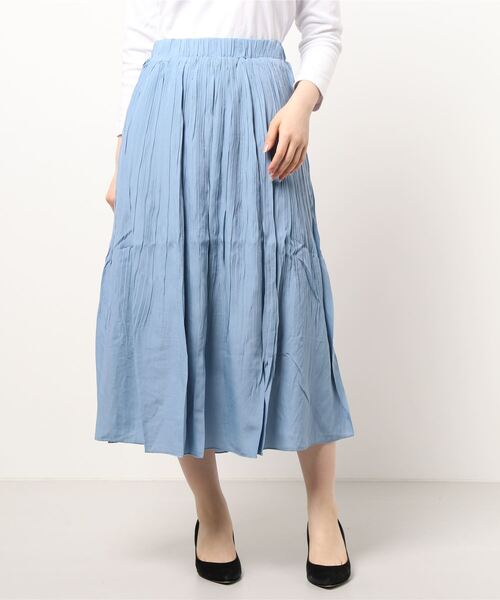 FLEUR DE KALINA(フレールドゥカリーナ)の「【FLEUR DE KALINA/フレール ドゥ カリーナ】ランダムプリーツフレアスカート(スカート・レディース・ライトベージュ/アイボリー/サックスブルー/カーキ・FREE)」の7枚目の写真
