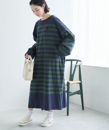 U.S. POLO ASSN. | U.S. POLO ASSN. /ユーエスポロアッスン 別注 ワンポイント刺繍ロゴ パネルボーダー長袖ワンピース(ワンピース)