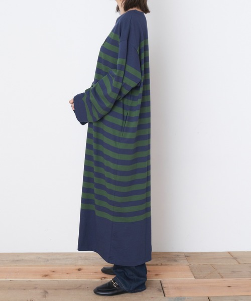 U.S. POLO ASSN.（ユーエスポロアッスン）の「U.S. POLO ASSN. /ユーエスポロアッスン 別注 ワンポイント刺繍ロゴ パネルボーダー長袖ワンピース（ワンピース・レディース・ネイビー/ブラック/ベージュ/ブラウン・FREE）」の11枚目の写真