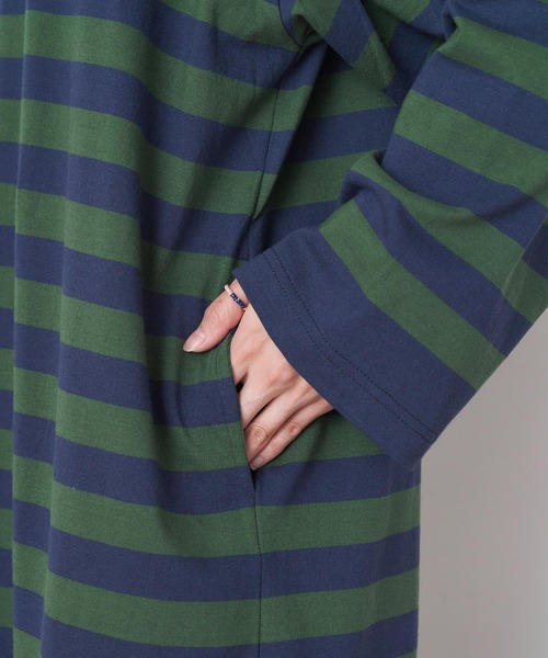 U.S. POLO ASSN.（ユーエスポロアッスン）の「U.S. POLO ASSN. /ユーエスポロアッスン 別注 ワンポイント刺繍ロゴ パネルボーダー長袖ワンピース（ワンピース・レディース・ネイビー/ブラック/ベージュ/ブラウン・FREE）」の14枚目の写真