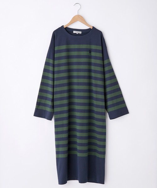 U.S. POLO ASSN.（ユーエスポロアッスン）の「U.S. POLO ASSN. /ユーエスポロアッスン 別注 ワンポイント刺繍ロゴ パネルボーダー長袖ワンピース（ワンピース・レディース・ネイビー/ブラック/ベージュ/ブラウン・FREE）」の12枚目の写真