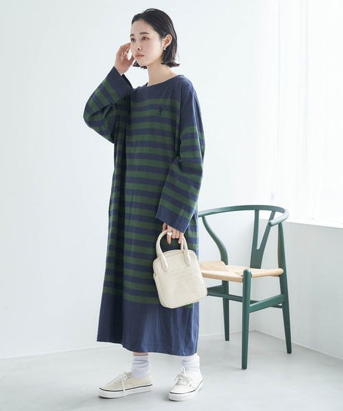 U.S. POLO ASSN.（ユーエスポロアッスン）の「U.S. POLO ASSN. /ユーエスポロアッスン 別注 ワンポイント刺繍ロゴ パネルボーダー長袖ワンピース（ワンピース・レディース・ネイビー/ブラック/ベージュ/ブラウン・FREE）」の21枚目の写真