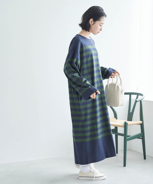 U.S. POLO ASSN.（ユーエスポロアッスン）の「U.S. POLO ASSN. /ユーエスポロアッスン 別注 ワンポイント刺繍ロゴ パネルボーダー長袖ワンピース（ワンピース・レディース・ネイビー/ブラック/ベージュ/ブラウン・FREE）」の22枚目の写真