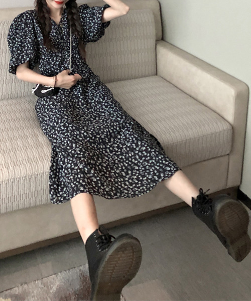 バブルス ワンピース c.u.l:w】花柄パフスリーブワンピース culw68（ワンピース