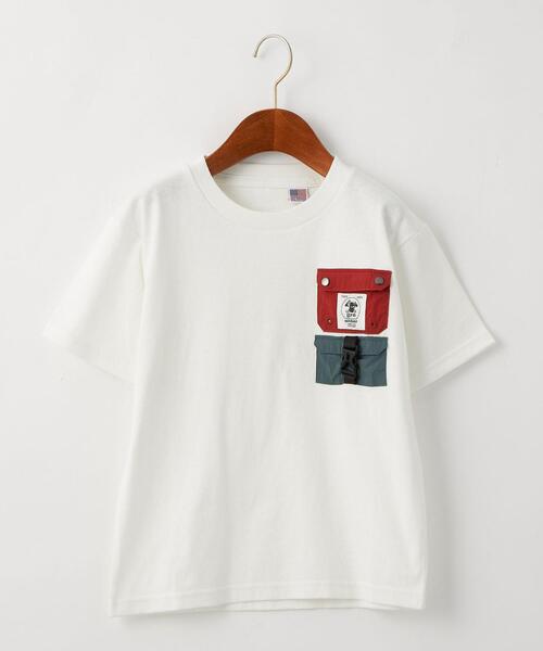 grn(ジーアールエヌ)の「【別注】TJ EX<grn outdoor(ジーアールエヌ アウトドア)>ポケットTシャツ M-L(Tシャツ/カットソー・キッズ・オリーブ/ホワイト・M(140-150)/L(150-160))」の1枚目の写真
