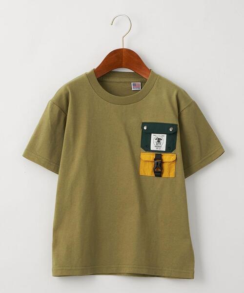 grn(ジーアールエヌ)の「【別注】TJ EX<grn outdoor(ジーアールエヌ アウトドア)>ポケットTシャツ M-L(Tシャツ/カットソー・キッズ・オリーブ/ホワイト・M(140-150)/L(150-160))」の2枚目の写真