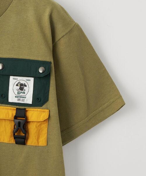 grn(ジーアールエヌ)の「【別注】TJ EX<grn outdoor(ジーアールエヌ アウトドア)>ポケットTシャツ M-L(Tシャツ/カットソー・キッズ・オリーブ/ホワイト・M(140-150)/L(150-160))」の9枚目の写真