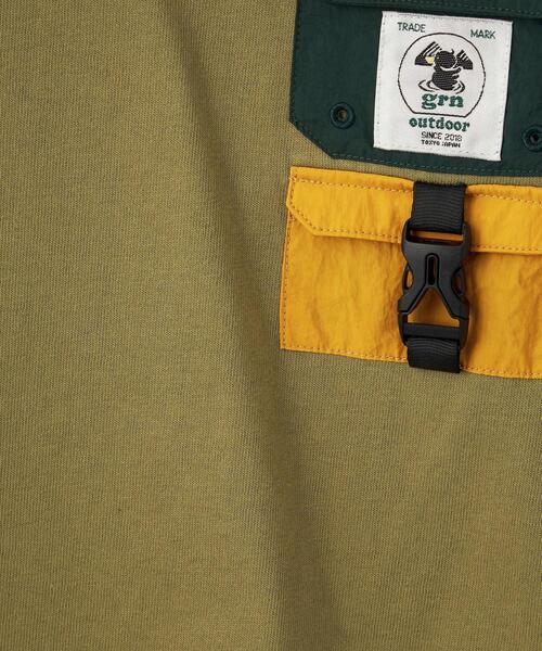 grn(ジーアールエヌ)の「【別注】TJ EX<grn outdoor(ジーアールエヌ アウトドア)>ポケットTシャツ M-L(Tシャツ/カットソー・キッズ・オリーブ/ホワイト・M(140-150)/L(150-160))」の7枚目の写真