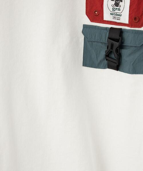 grn(ジーアールエヌ)の「【別注】TJ EX<grn outdoor(ジーアールエヌ アウトドア)>ポケットTシャツ M-L(Tシャツ/カットソー・キッズ・オリーブ/ホワイト・M(140-150)/L(150-160))」の4枚目の写真
