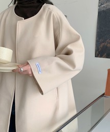 オーバーサイズノーカラーコート