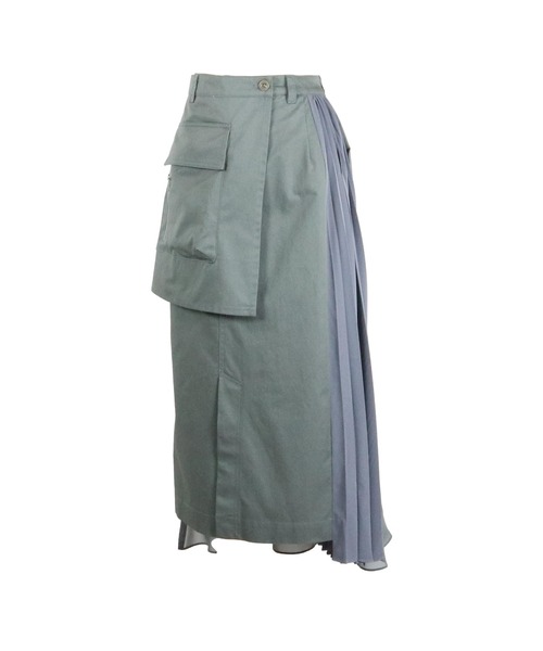 AULA AILA（アウラアイラ）の「プリーツミックスツイルスカート（スカート・レディース・ブラック/カーキ/アイボリー・1/0）」の3枚目の写真