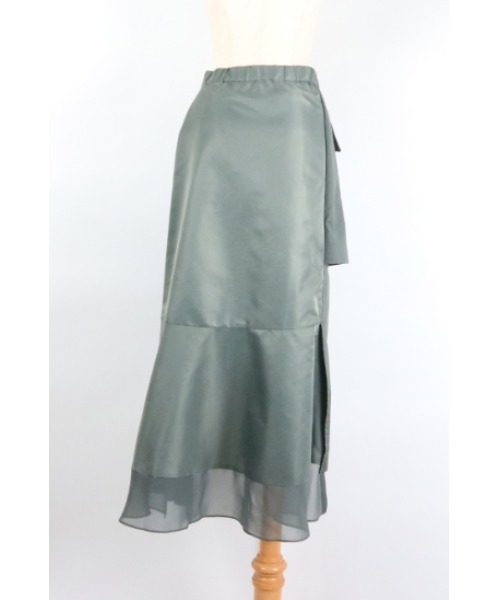 AULA AILA（アウラアイラ）の「プリーツミックスツイルスカート（スカート・レディース・ブラック/カーキ/アイボリー・1/0）」の16枚目の写真