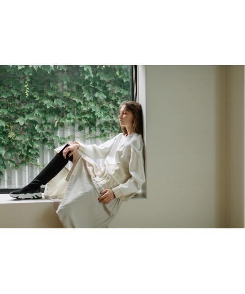 AULA AILA（アウラアイラ）の「プリーツミックスツイルスカート（スカート・レディース・ブラック/カーキ/アイボリー・1/0）」の10枚目の写真