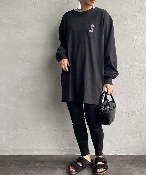 BEN DAVIS（ベンデイビス）の「[BEN DAVIS/ベンデイビス] MINI GORILLA刺繍 ロングスリーブTシャツ（Tシャツ/カットソー・レディース・ホワイト/ダークグリーン/ブラック・M/XL/L）」の2枚目の写真