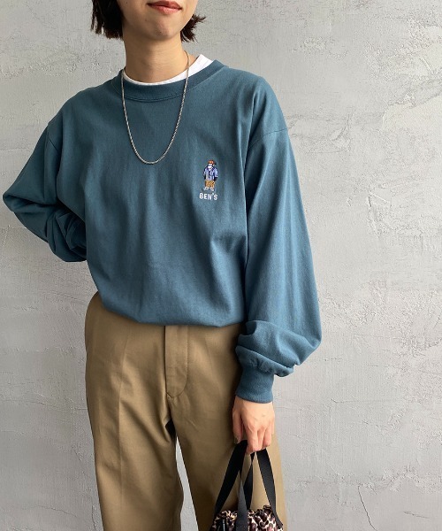 BEN DAVIS（ベンデイビス）の「[BEN DAVIS/ベンデイビス] MINI GORILLA刺繍 ロングスリーブTシャツ（Tシャツ/カットソー・レディース・ホワイト/ダークグリーン/ブラック・M/XL/L）」の3枚目の写真