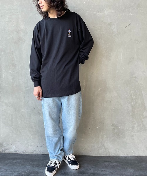 BEN DAVIS（ベンデイビス）の「[BEN DAVIS/ベンデイビス] MINI GORILLA刺繍 ロングスリーブTシャツ（Tシャツ/カットソー・レディース・ホワイト/ダークグリーン/ブラック・M/XL/L）」の7枚目の写真