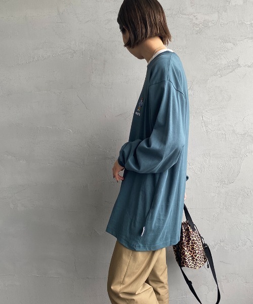 BEN DAVIS（ベンデイビス）の「[BEN DAVIS/ベンデイビス] MINI GORILLA刺繍 ロングスリーブTシャツ（Tシャツ/カットソー・レディース・ホワイト/ダークグリーン/ブラック・M/XL/L）」の5枚目の写真