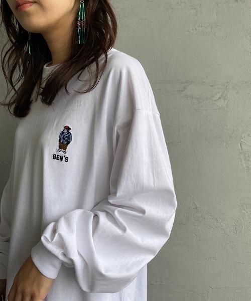 BEN DAVIS（ベンデイビス）の「[BEN DAVIS/ベンデイビス] MINI GORILLA刺繍 ロングスリーブTシャツ（Tシャツ/カットソー・レディース・ホワイト/ダークグリーン/ブラック・M/XL/L）」の8枚目の写真
