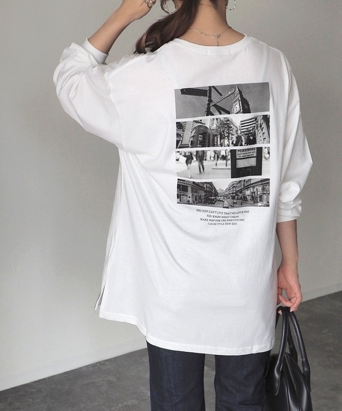 Riberry（リベリー）の「バックフォトプリントロンT（Tシャツ/カットソー・レディース・オフホワイト/スミクロ・FREE）」の2枚目の写真