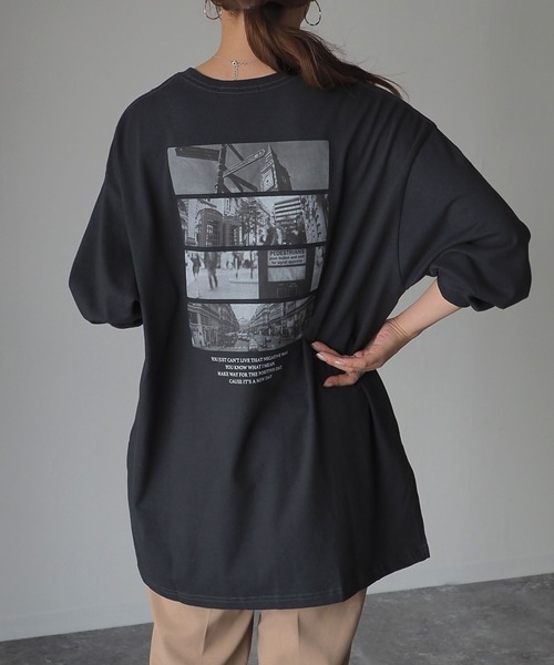 Riberry（リベリー）の「バックフォトプリントロンT（Tシャツ/カットソー・レディース・オフホワイト/スミクロ・FREE）」の6枚目の写真