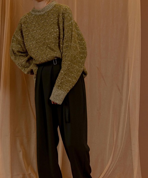 lawgy（ラウジー）の「mix color button knit（ニット/セーター・レディース・ベージュ/ブラウン/グリーン・FREE）」の7枚目の写真