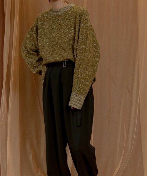 lawgy（ラウジー）の「mix color button knit（ニット/セーター・レディース・ベージュ/ブラウン/グリーン・FREE）」の8枚目の写真