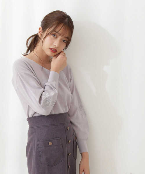 PROPORTION BODY DRESSING（プロポーションボディドレッシング）の「スリーブエンブロイダリーＫＴＰＯ / 1211270014（ニット/セーター・レディース・ホワイト系その他/グレー/ブラウン・FREE）」の22枚目の写真