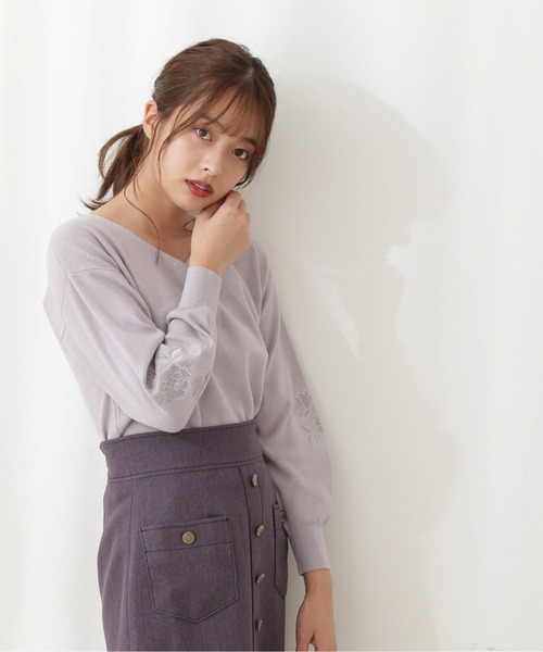 PROPORTION BODY DRESSING（プロポーションボディドレッシング）の「スリーブエンブロイダリーＫＴＰＯ / 1211270014（ニット/セーター・レディース・ホワイト系その他/グレー/ブラウン・FREE）」の3枚目の写真