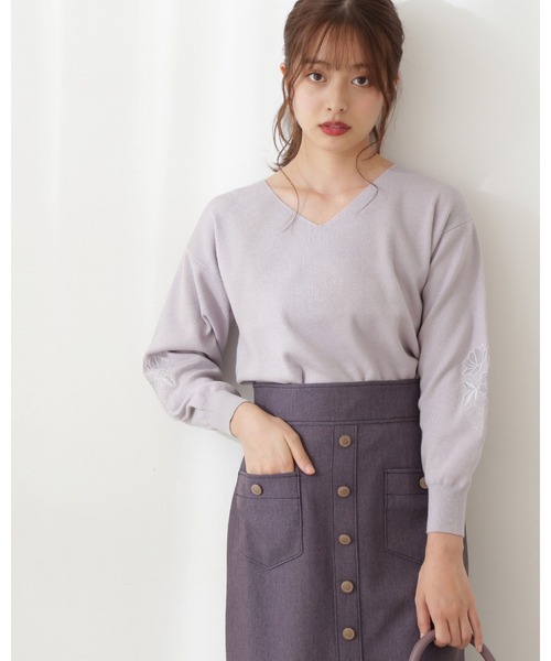 PROPORTION BODY DRESSING（プロポーションボディドレッシング）の「スリーブエンブロイダリーＫＴＰＯ / 1211270014（ニット/セーター・レディース・ホワイト系その他/グレー/ブラウン・FREE）」の13枚目の写真