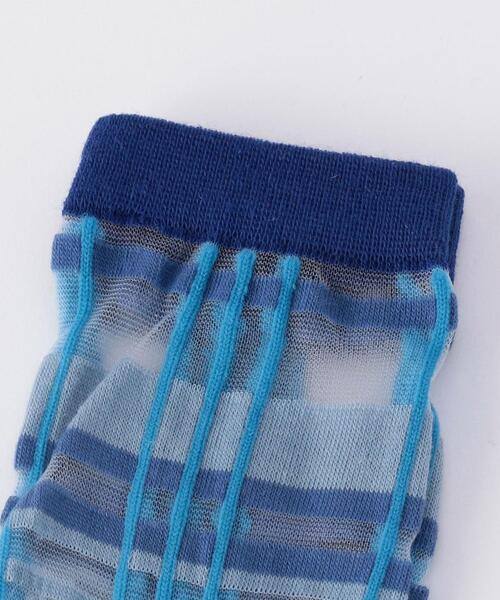 coen（コーエン）の「シアーチェックソックス（ソックス/靴下・レディース・ライトブルー/ブラック/ブラウン・FREE）」の4枚目の写真