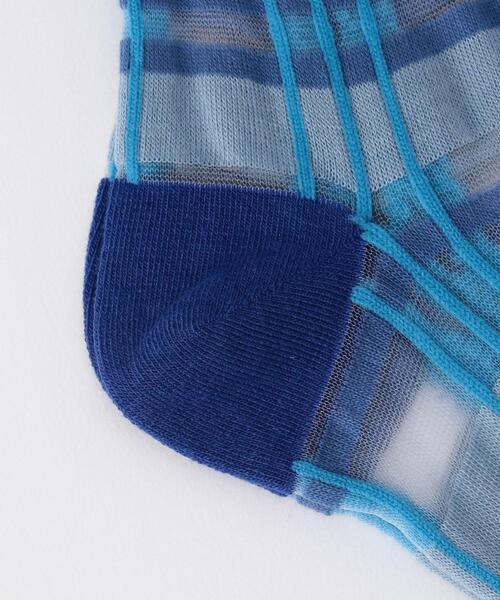 coen（コーエン）の「シアーチェックソックス（ソックス/靴下・レディース・ライトブルー/ブラック/ブラウン・FREE）」の5枚目の写真