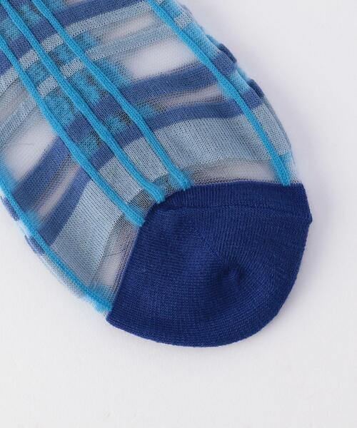 coen（コーエン）の「シアーチェックソックス（ソックス/靴下・レディース・ライトブルー/ブラック/ブラウン・FREE）」の6枚目の写真