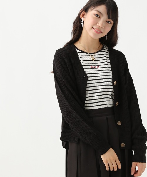repipi armario（レピピ アルマリオ）の「アゼニットコクーンカーディガン（カーディガン/ボレロ・キッズ・ブラック/グレー/オレンジ・SMALL/MEDIUM）」の2枚目の写真