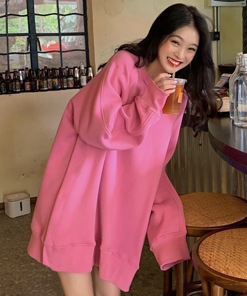 Diosfront（ディオスフロント）の「オーバーサイズ裏起毛トレーナー（スウェット・レディース・グリーン/ブルー/イエロー/ピンク・FREE）」の15枚目の写真