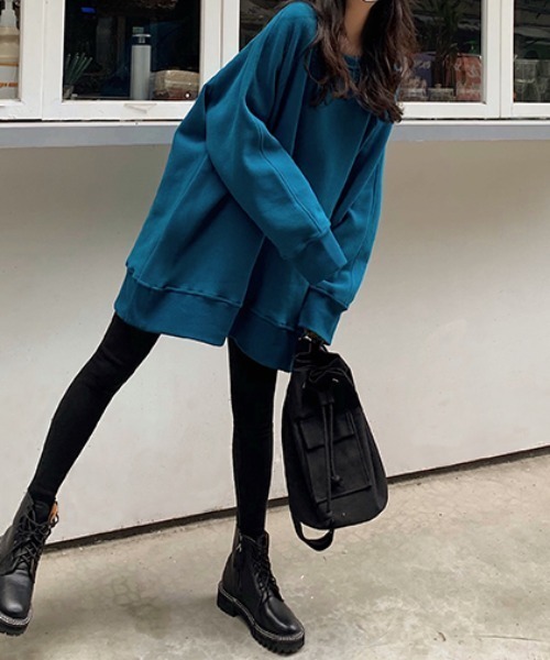 Diosfront（ディオスフロント）の「オーバーサイズ裏起毛トレーナー（スウェット・レディース・グリーン/ブルー/イエロー/ピンク・FREE）」の17枚目の写真