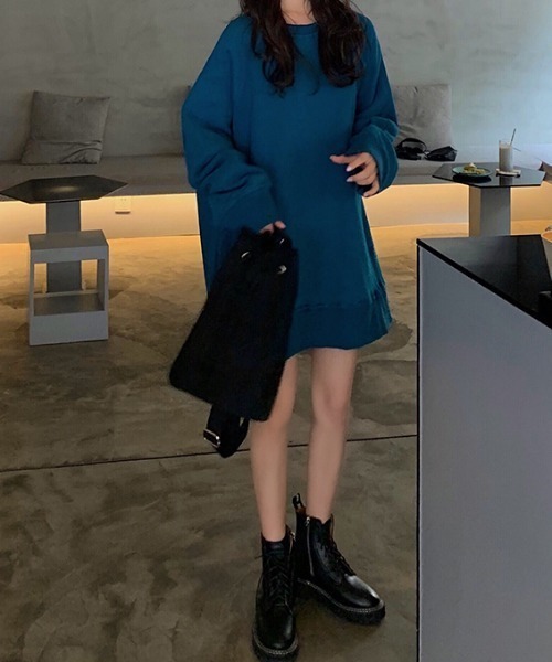 Diosfront（ディオスフロント）の「オーバーサイズ裏起毛トレーナー（スウェット・レディース・グリーン/ブルー/イエロー/ピンク・FREE）」の13枚目の写真